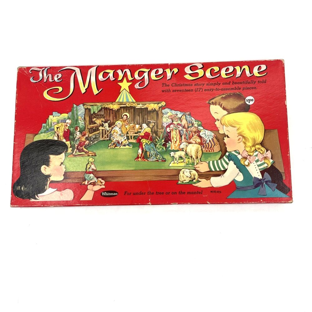 VTG Whitman The Manger Scene 1959 Christmas Cardboard Display Complete No. 4750